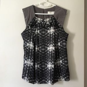 JEREMY LAING Pure Silk Black Grey + White Print Blouse M